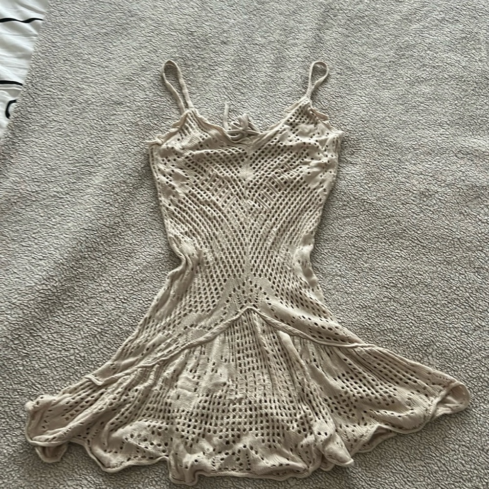 free people crochet tie back mini dress